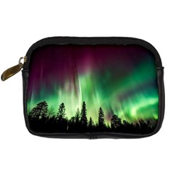 Aurora Borealis Northern Lights Forest Trees Woods Digital Camera Leather Case by danenraven