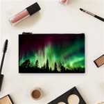 Aurora Borealis Northern Lights Forest Trees Woods Cosmetic Bag (Small) Front