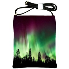 Aurora Borealis Northern Lights Forest Trees Woods Shoulder Sling Bag by danenraven