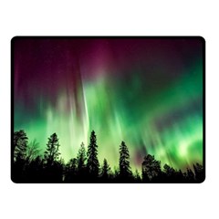 Aurora Borealis Northern Lights Forest Trees Woods Fleece Blanket (small) by danenraven