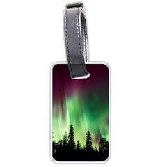 Aurora Borealis Northern Lights Forest Trees Woods Luggage Tag (one Side) by danenraven