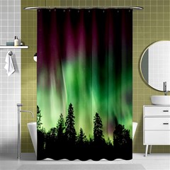 Aurora Borealis Northern Lights Forest Trees Woods Shower Curtain 48  X 72  (small)  by danenraven