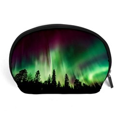 Aurora Borealis Northern Lights Forest Trees Woods Accessory Pouch (large) by danenraven