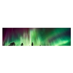 Aurora Borealis Northern Lights Forest Trees Woods Oblong Satin Scarf (16  X 60 ) by danenraven