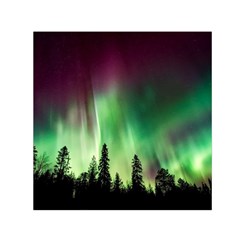 Aurora Borealis Northern Lights Forest Trees Woods Square Satin Scarf (30  X 30 ) by danenraven