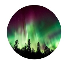 Aurora Borealis Northern Lights Forest Trees Woods Mini Round Pill Box by danenraven