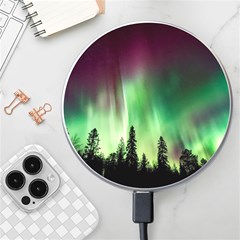 Aurora Borealis Northern Lights Forest Trees Woods Wireless Charger by danenraven