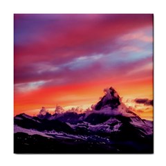 Matterhorn Mountains Sunset Dusk Snow Winter Tile Coaster by danenraven