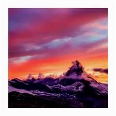 Matterhorn Mountains Sunset Dusk Snow Winter Medium Glasses Cloth (2 Sides) by danenraven