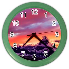 Matterhorn Mountains Sunset Dusk Snow Winter Color Wall Clock by danenraven