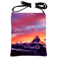 Matterhorn Mountains Sunset Dusk Snow Winter Shoulder Sling Bag by danenraven