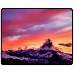 Matterhorn Mountains Sunset Dusk Snow Winter Fleece Blanket (medium)  by danenraven