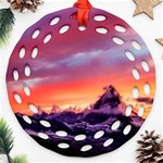 Matterhorn Mountains Sunset Dusk Snow Winter Round Filigree Ornament (Two Sides) Front