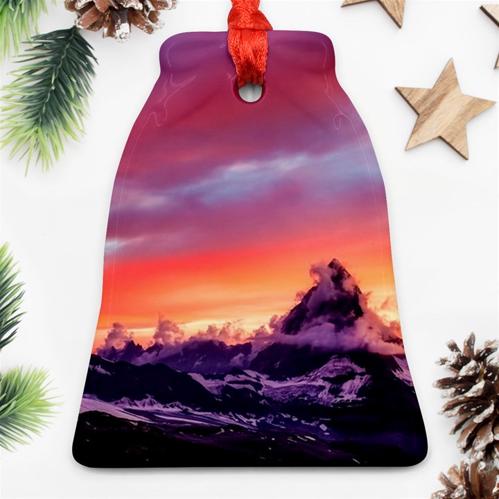 Matterhorn Mountains Sunset Dusk Snow Winter Bell Ornament (Two Sides)