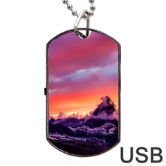 Matterhorn Mountains Sunset Dusk Snow Winter Dog Tag Usb Flash (one Side) by danenraven