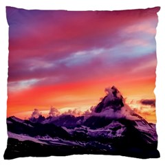 Matterhorn Mountains Sunset Dusk Snow Winter Large Cushion Case (one Side) by danenraven