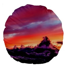 Matterhorn Mountains Sunset Dusk Snow Winter Large 18  Premium Round Cushions by danenraven