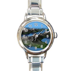 Mountain Landscape Rocky Rocks Geology Scenic Round Italian Charm Watch by danenraven