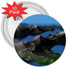 Mountain Landscape Rocky Rocks Geology Scenic 3  Buttons (10 Pack)  by danenraven