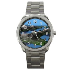 Mountain Landscape Rocky Rocks Geology Scenic Sport Metal Watch by danenraven