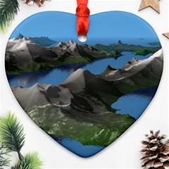 Mountain Landscape Rocky Rocks Geology Scenic Heart Ornament (two Sides) by danenraven