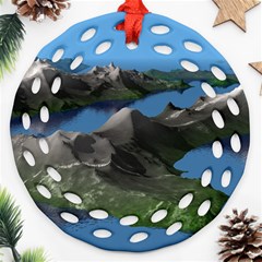 Mountain Landscape Rocky Rocks Geology Scenic Ornament (round Filigree) by danenraven