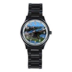 Mountain Landscape Rocky Rocks Geology Scenic Stainless Steel Round Watch by danenraven