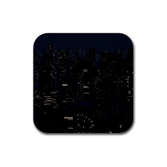 City Night Urban Downtown Science Tower Halo Rubber Square Coaster (4 Pack) by danenraven