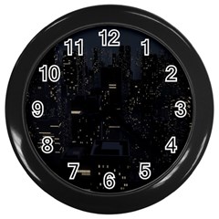 City Night Urban Downtown Science Tower Halo Wall Clock (black) by danenraven