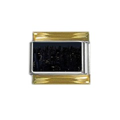 City Night Urban Downtown Science Tower Halo Gold Trim Italian Charm (9mm)