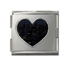 City Night Urban Downtown Science Tower Halo Mega Link Heart Italian Charm (18mm) by danenraven