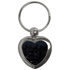 City Night Urban Downtown Science Tower Halo Key Chain (heart) by danenraven