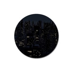 City Night Urban Downtown Science Tower Halo Magnet 3  (round) by danenraven