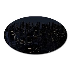 City Night Urban Downtown Science Tower Halo Oval Magnet by danenraven