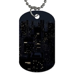 City Night Urban Downtown Science Tower Halo Dog Tag (one Side) by danenraven