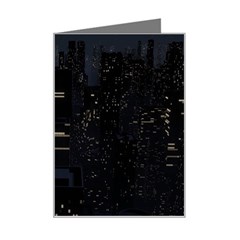 City Night Urban Downtown Science Tower Halo Mini Greeting Card by danenraven