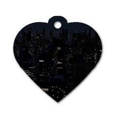 City Night Urban Downtown Science Tower Halo Dog Tag Heart (one Side) by danenraven