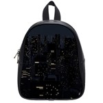 City Night Urban Downtown Science Tower Halo School Bag (Small) Front