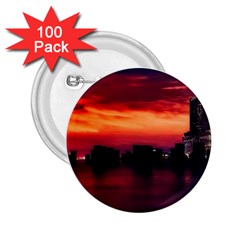 New York City Urban Skyline Harbor Bay Reflections 2 25  Buttons (100 Pack)  by danenraven