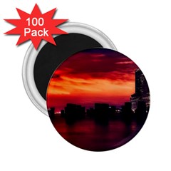 New York City Urban Skyline Harbor Bay Reflections 2 25  Magnets (100 Pack)  by danenraven