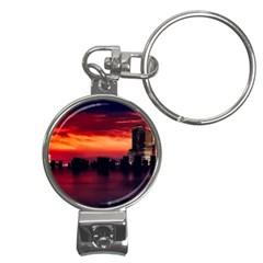 New York City Urban Skyline Harbor Bay Reflections Nail Clippers Key Chain by danenraven