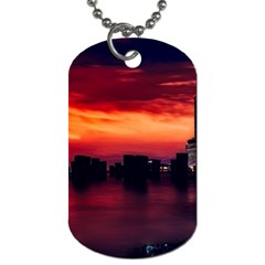 New York City Urban Skyline Harbor Bay Reflections Dog Tag (two Sides) by danenraven