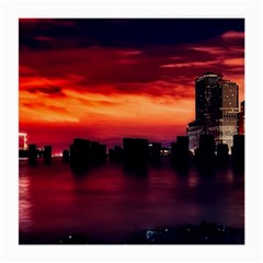 New York City Urban Skyline Harbor Bay Reflections Medium Glasses Cloth by danenraven