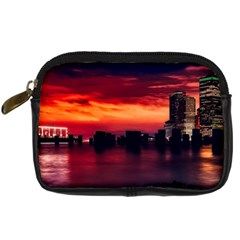 New York City Urban Skyline Harbor Bay Reflections Digital Camera Leather Case by danenraven