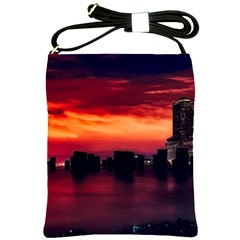 New York City Urban Skyline Harbor Bay Reflections Shoulder Sling Bag by danenraven