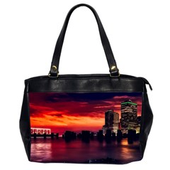 New York City Urban Skyline Harbor Bay Reflections Oversize Office Handbag (2 Sides) by danenraven