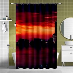 New York City Urban Skyline Harbor Bay Reflections Shower Curtain 48  X 72  (small)  by danenraven