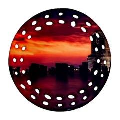 New York City Urban Skyline Harbor Bay Reflections Ornament (round Filigree) by danenraven