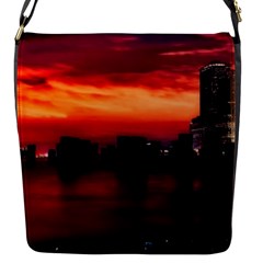 New York City Urban Skyline Harbor Bay Reflections Flap Closure Messenger Bag (s) by danenraven