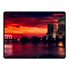 New York City Urban Skyline Harbor Bay Reflections Double Sided Fleece Blanket (small)  by danenraven